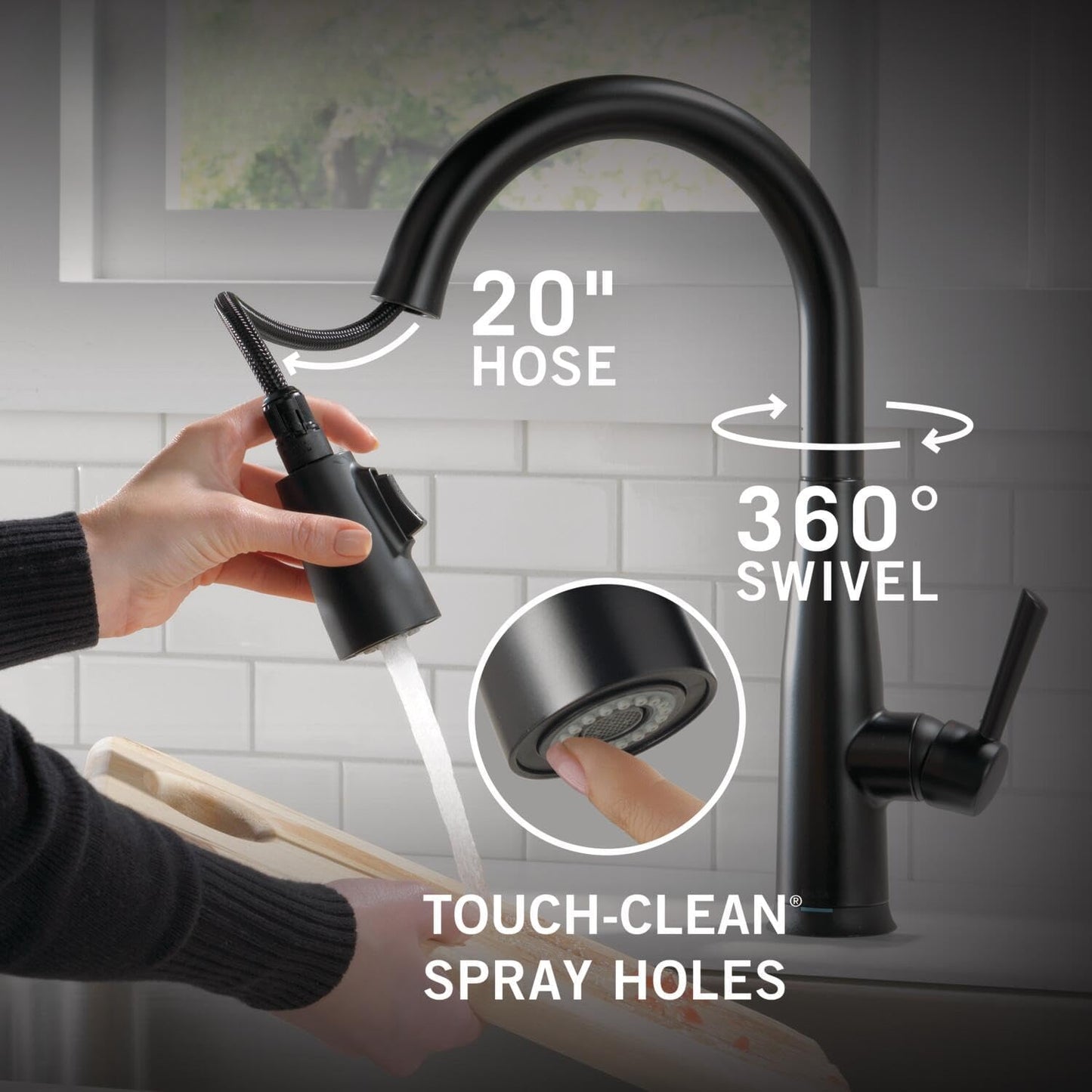 Delta Faucet Essa Touch Kitchen Faucet, Matte Black Kitchen Faucet with Pull Down Sprayer, Kitchen Sink Faucet, Touch Faucet for Kitchen Sink, Touch2O Technology, Matte Black 9113T-BL-DST