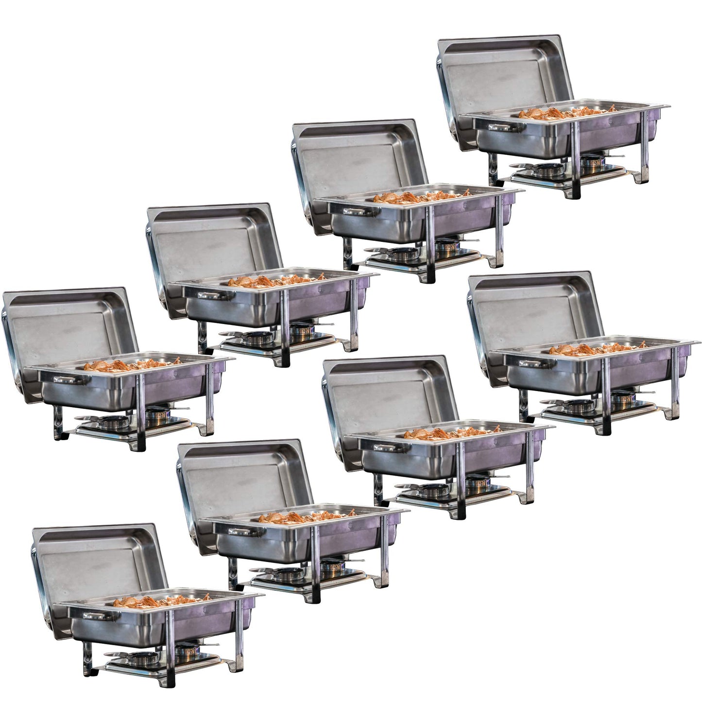 Chafing Dish Buffet Set - Chaffing Dishes Stainless Steel - 8 Chafer and Buffet Warmer Sets with Water Pan, Food Pan, Lid