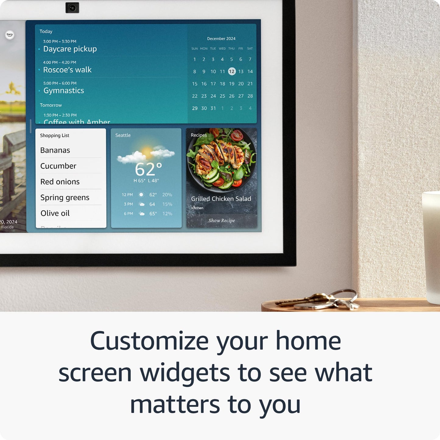 A ll-new Show 15 | A stunning HD 15.6" smart kitchen TV for home organization with Alexa