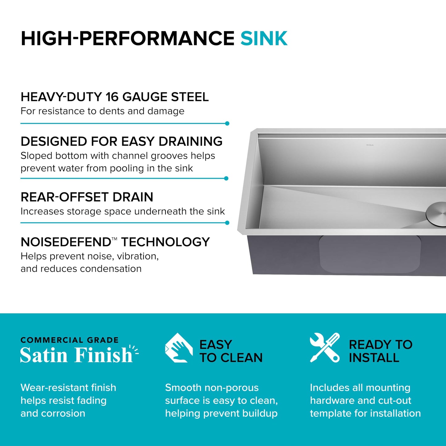 32-Inch Undermount Workstation 16 Gauge Single Bowl Stainless Steel Kitchen Sink with Accessories