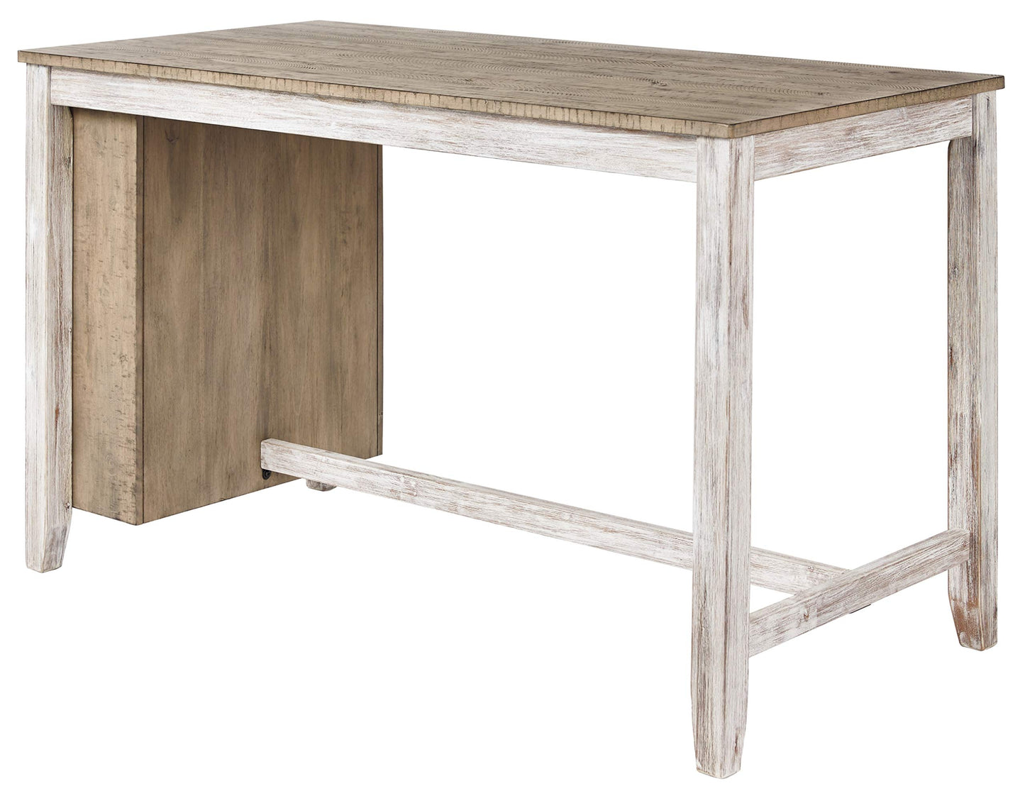 Farmhouse 36" Counter Height Dining Table with Storage & Wine Rack, Whitewash