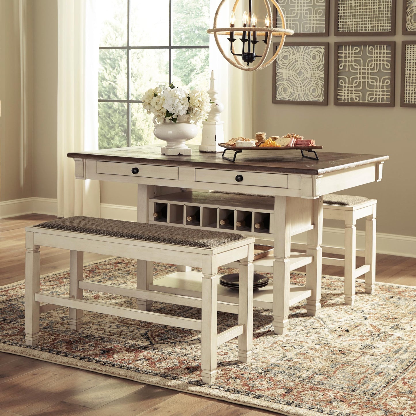 Counter Height Dining Room Table, Two-tone